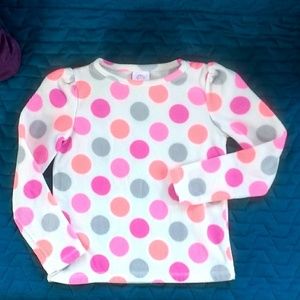 Pink and Gray Polka Dot Fleece Pull-Over